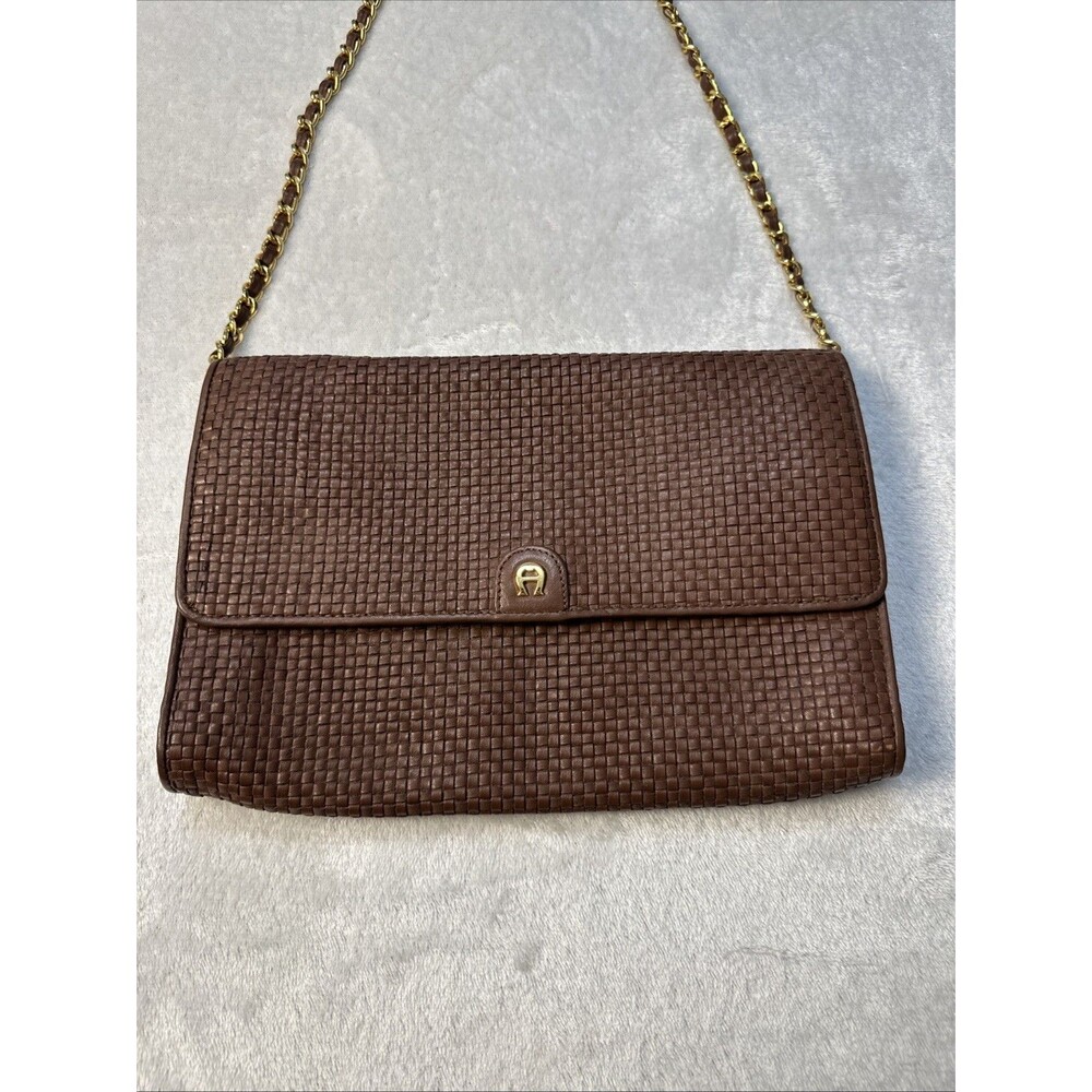 Vintage Etienne Aigner Woven Brown Crossbody Shoulder Handbag - Picture 3 of 14
